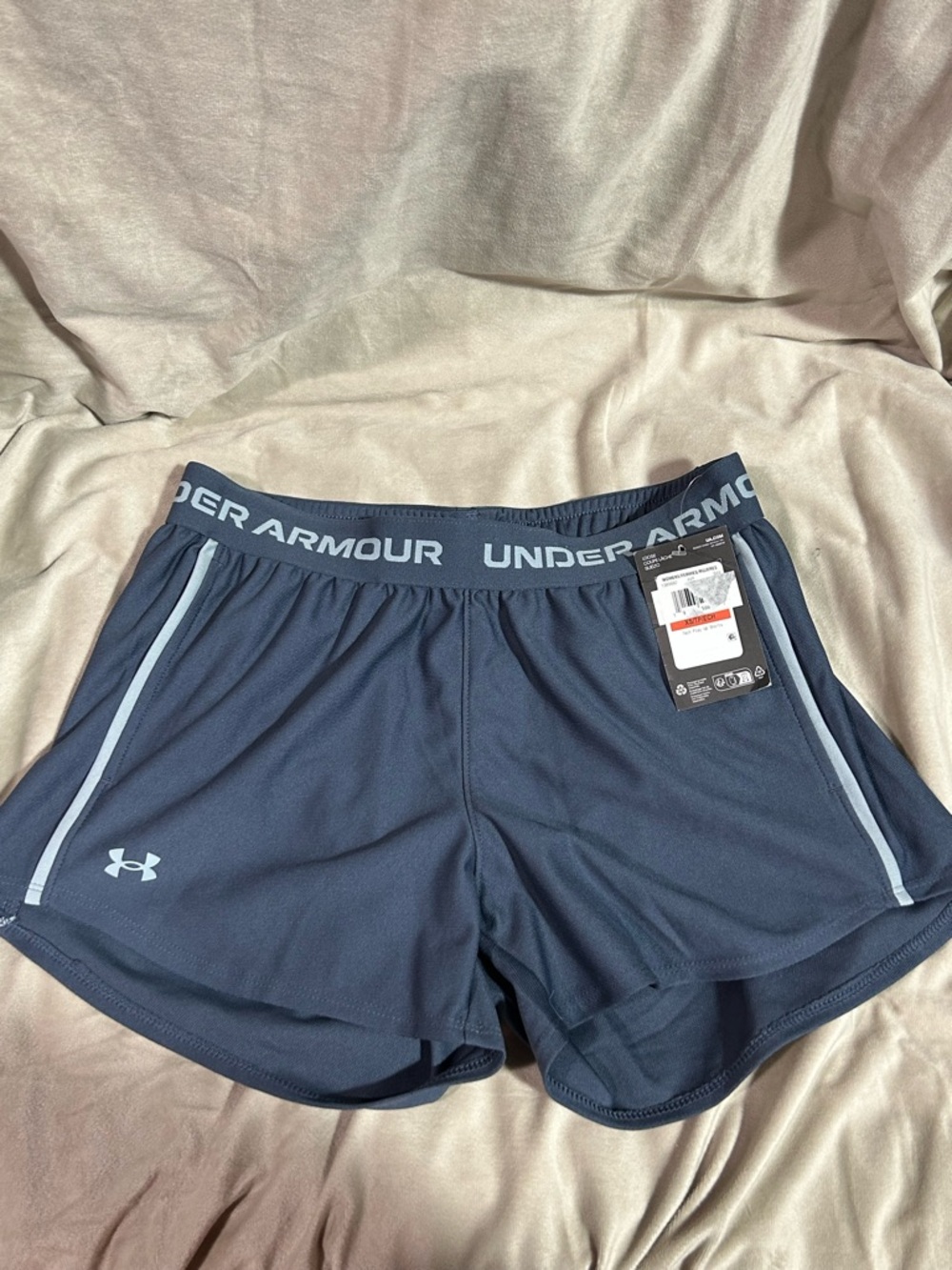 Under Armour Women's Navy Athletic Shorts with Light Blue Trim